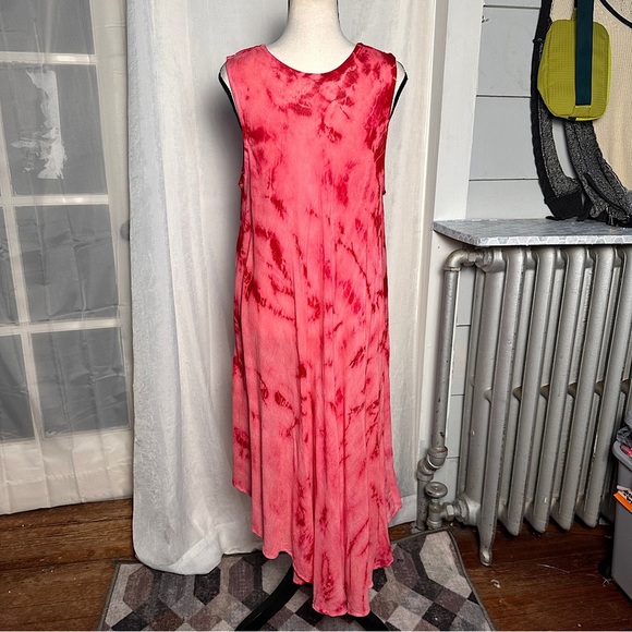 3/$20 💥 Embroidered Butterfly Maxi Dress Relaxed Fit Pink Tie Dye Beach Boho - Picture 5 of 16